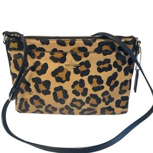 Coach Tan and Black Leopard Crossbody Bag